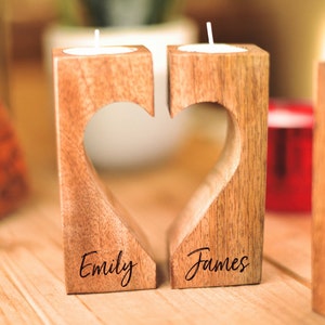 Rustic, Personalised Engraved Wood Candle Holder Custom Tealight Holder gift for Couple, Handmade in Cornwall, Housewarming Bereavement Gift image 3