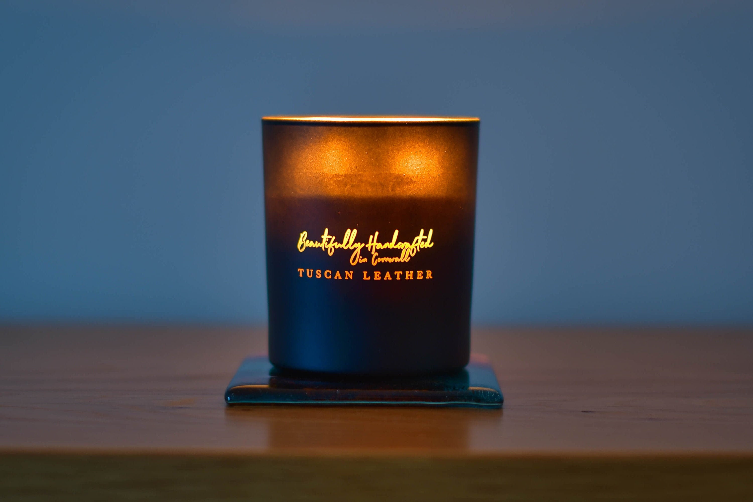 Bougie en Verre de Soja Cuir Toscan Personnalisé, Couvercle Ajouter Votre Propre Message, 3Ème Anniv