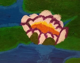 Waterlily art, Pond painting, Waterlily, Tranquil art, Calming art, Water painting, Nature painting, Pond art, Flower art, Lily painting