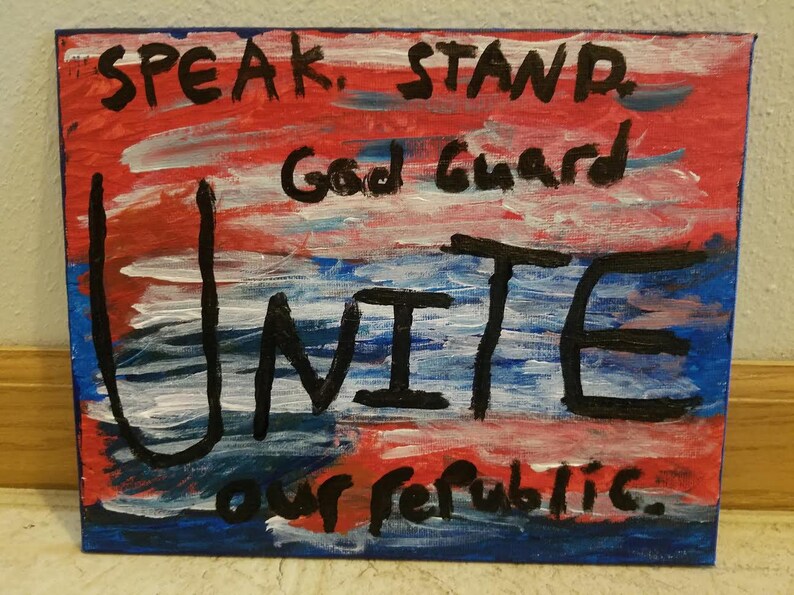 4th of July, Independence Day art, Patriotic painting, Red white and blue, United States art, July 4th decor, U.S. colors image 2