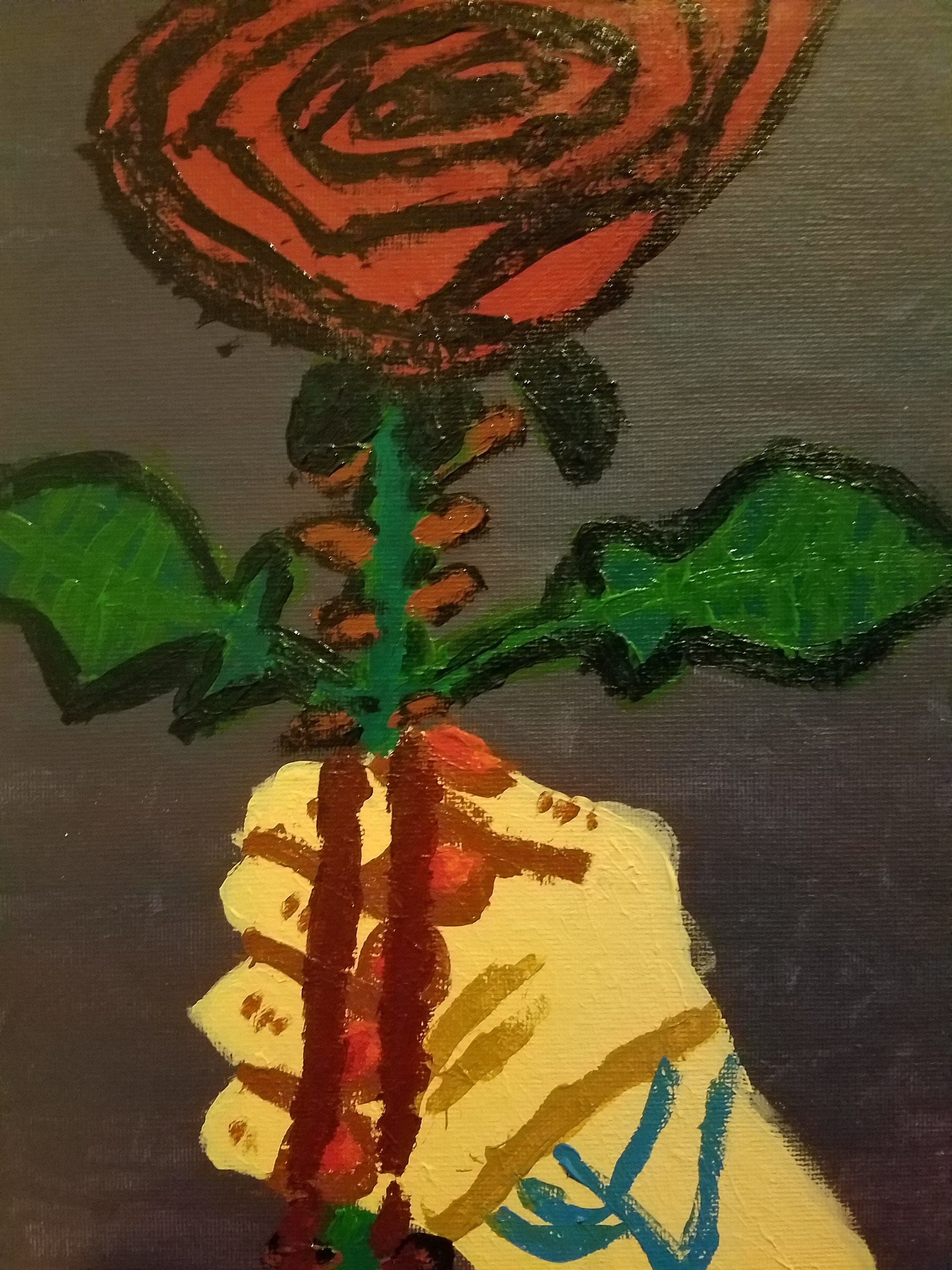 Rose Wall Art, Gothic Rose Art, Red Rose Painting, Rose Acrylic, Hand ...