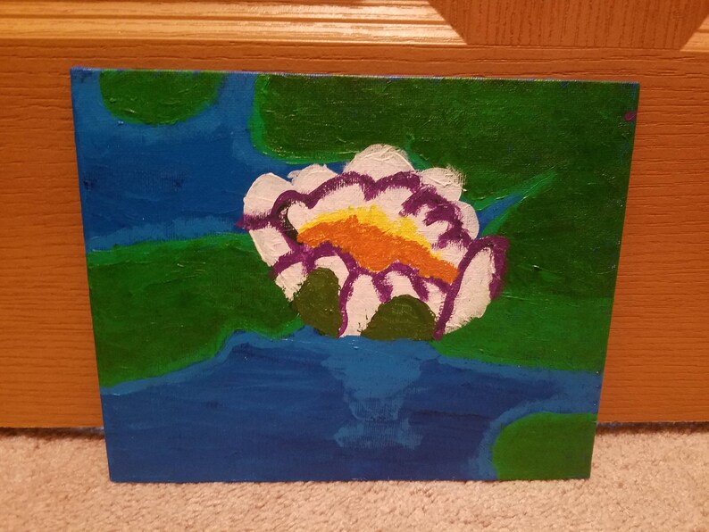 Waterlily art, Pond painting, Waterlily, Tranquil art, Calming art, Water painting, Nature painting, Pond art, Flower art, Lily painting image 4