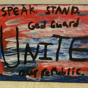 4th of July, Independence Day art, Patriotic painting, Red white and blue, United States art, July 4th decor, U.S. colors image 3