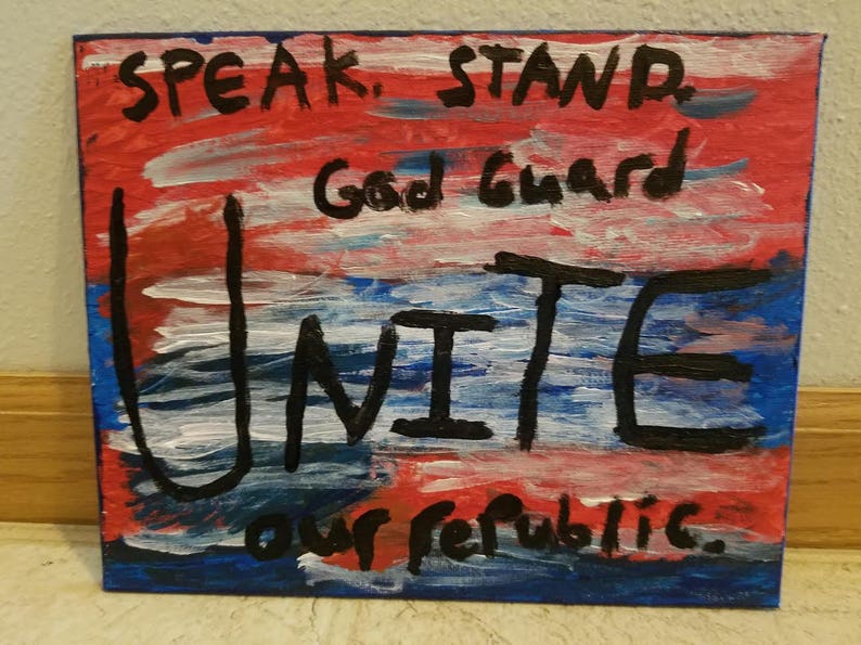 4th of July, Independence Day art, Patriotic painting, Red white and blue, United States art, July 4th decor, U.S. colors image 3