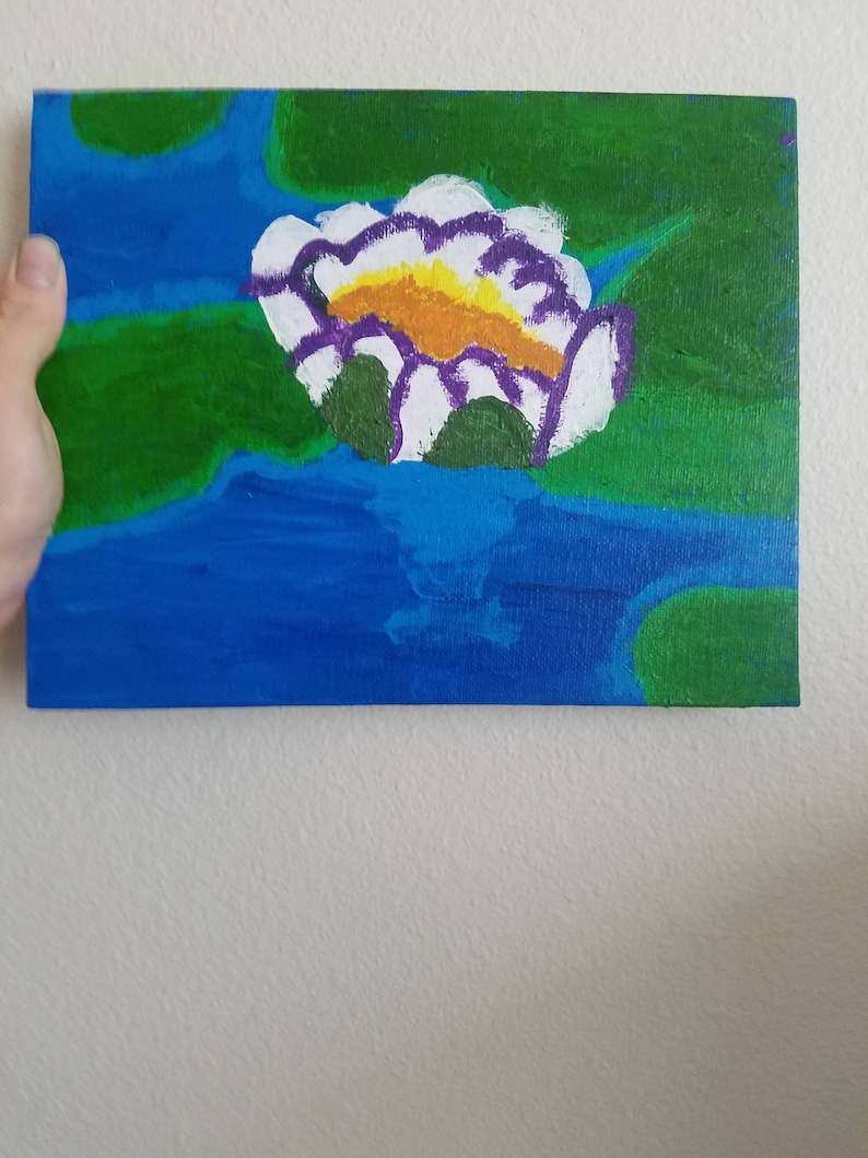 Waterlily art, Pond painting, Waterlily, Tranquil art, Calming art, Water painting, Nature painting, Pond art, Flower art, Lily painting image 7