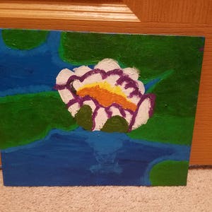 Waterlily art, Pond painting, Waterlily, Tranquil art, Calming art, Water painting, Nature painting, Pond art, Flower art, Lily painting image 3