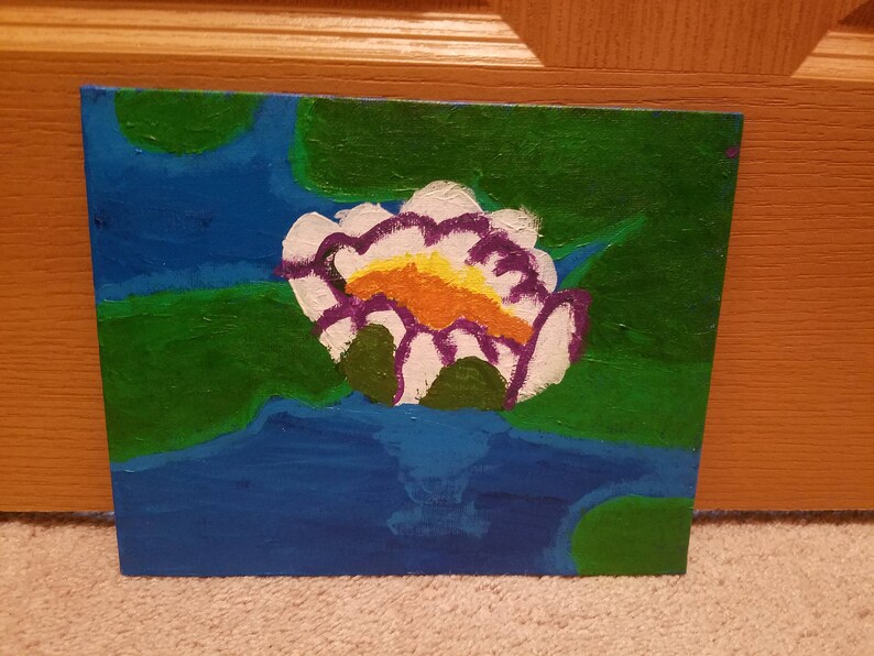 Waterlily art, Pond painting, Waterlily, Tranquil art, Calming art, Water painting, Nature painting, Pond art, Flower art, Lily painting image 3