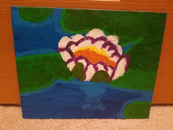 Waterlily art, Pond painting, Waterlily, Tranquil art, Calming art, Water painting, Nature painting, Pond art, Flower art, Lily painting
