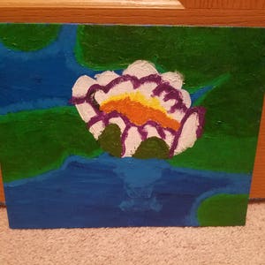 Waterlily art, Pond painting, Waterlily, Tranquil art, Calming art, Water painting, Nature painting, Pond art, Flower art, Lily painting image 2