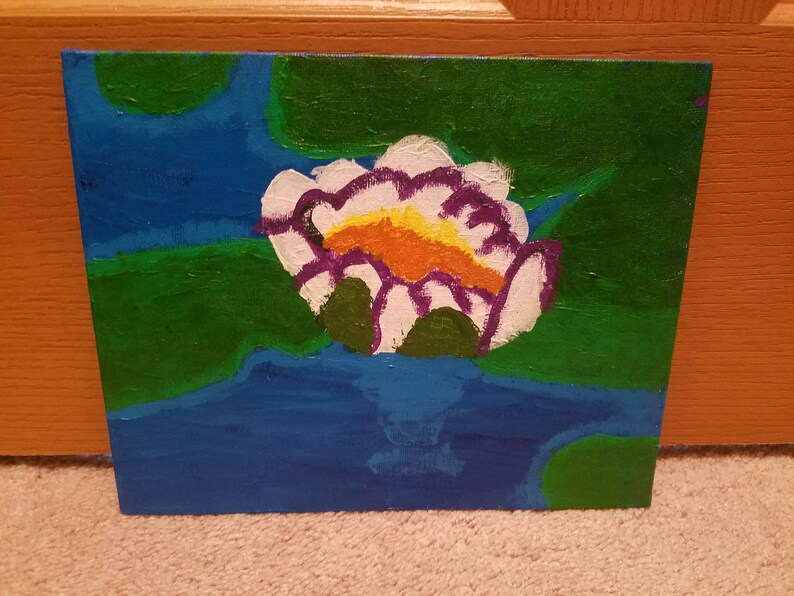 Waterlily art, Pond painting, Waterlily, Tranquil art, Calming art, Water painting, Nature painting, Pond art, Flower art, Lily painting image 2