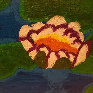 Waterlily art, Pond painting, Waterlily, Tranquil art, Calming art, Water painting, Nature painting, Pond art, Flower art, Lily painting image 5