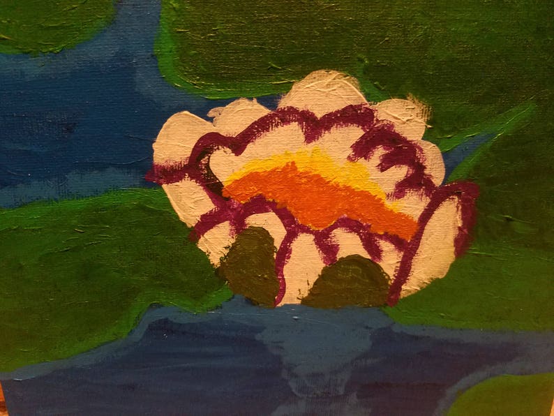 Waterlily art, Pond painting, Waterlily, Tranquil art, Calming art, Water painting, Nature painting, Pond art, Flower art, Lily painting image 5