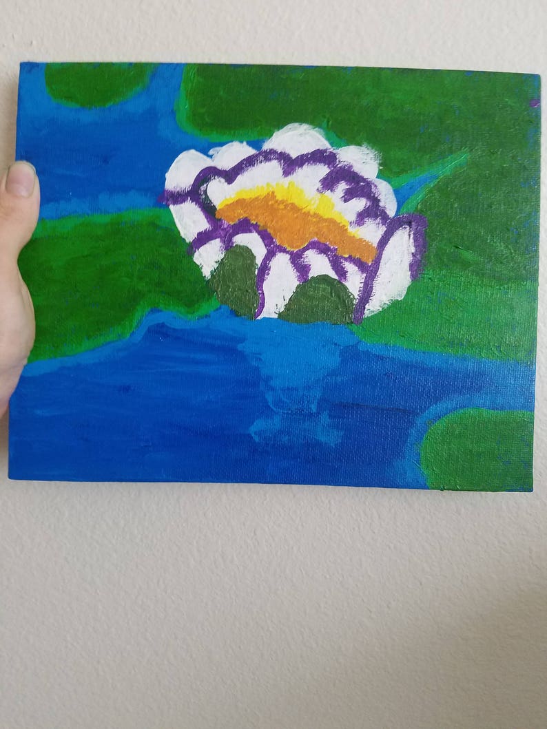 Waterlily art, Pond painting, Waterlily, Tranquil art, Calming art, Water painting, Nature painting, Pond art, Flower art, Lily painting image 8