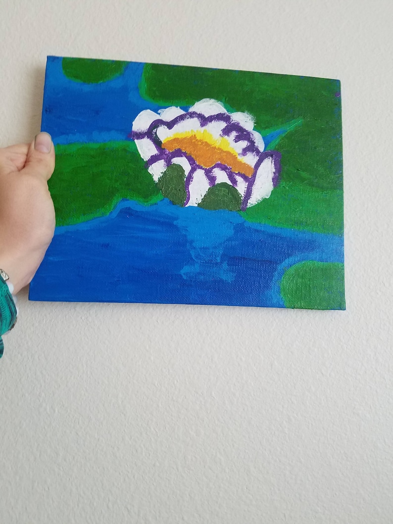 Waterlily art, Pond painting, Waterlily, Tranquil art, Calming art, Water painting, Nature painting, Pond art, Flower art, Lily painting image 6