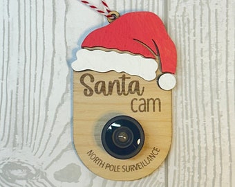 Santa Cam Ornament, Family Christmas Ornament, Laser Engraved Santa Cam for Kids