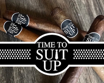 Time to Suit Up | Cigar Labels for Groomsmen Gifts and Groomsmen Proposal