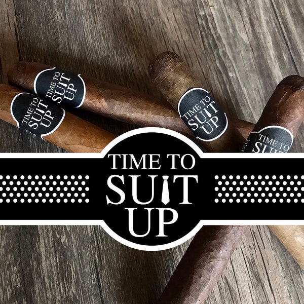 Time to Suit Up | Cigar Labels for Groomsmen Gifts and Groomsmen Proposal