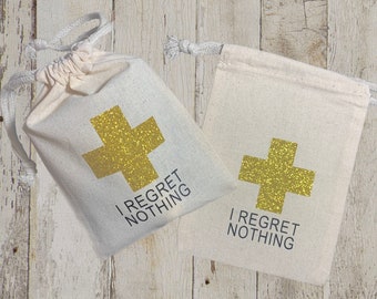 Bachelorette Party Hangover Kit Bags, I Regret Nothing Bag, Bachelorette Party Favors