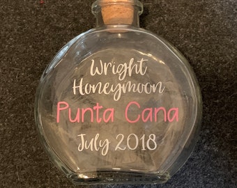 Honeymoon Sand Keepsake Bottle | Personalized Honeymoon Keepsake | Wedding Sand Holder | Vacation Sand Keepsake | Customized with Last Name