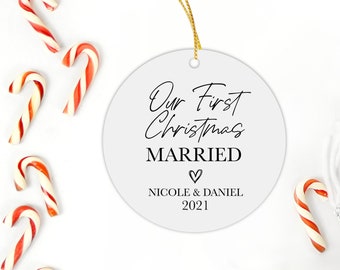 Our First Christmas Married Personalized Ornament 2025 | Christmas gift | newly wed gift | engagement gift
