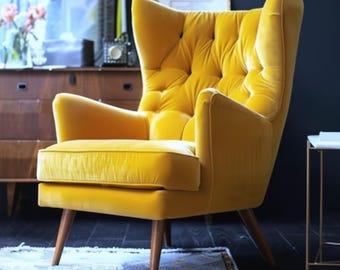 Velvet Upholstery, FABRIC ONLY, Yellow Décor Fabric, Furniture Not Included