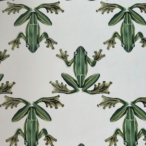 ROLL Wild Wood Frog Wallpaper  in Forest Green, Sells as a ROLL