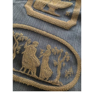 Stunning Fabric With Ancient Greek Design, Blue and Gold Fabric For Curtains and Upholstery