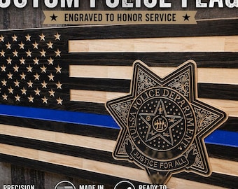 Custom Thin Blue Line Flag: Custom Police Badge, Patch, or Coin Holder