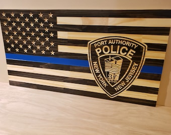 Port Authority thin blue line Subdued American flag