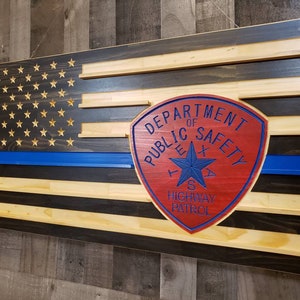 Texas highway patrol thin blue line Subdued American flag, Old patch design