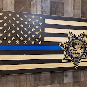 San Diego County Sheriff thin blue line Subdued American flag