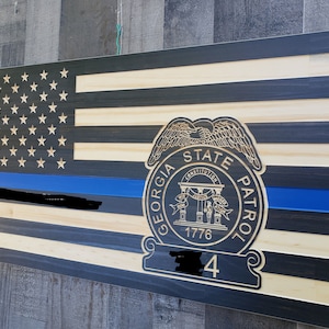 Georgia State Police thin blue line Subdued American flag, GA state patrol