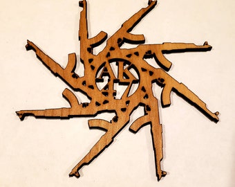 AK 47 Christmas snowflake ornament. AK47