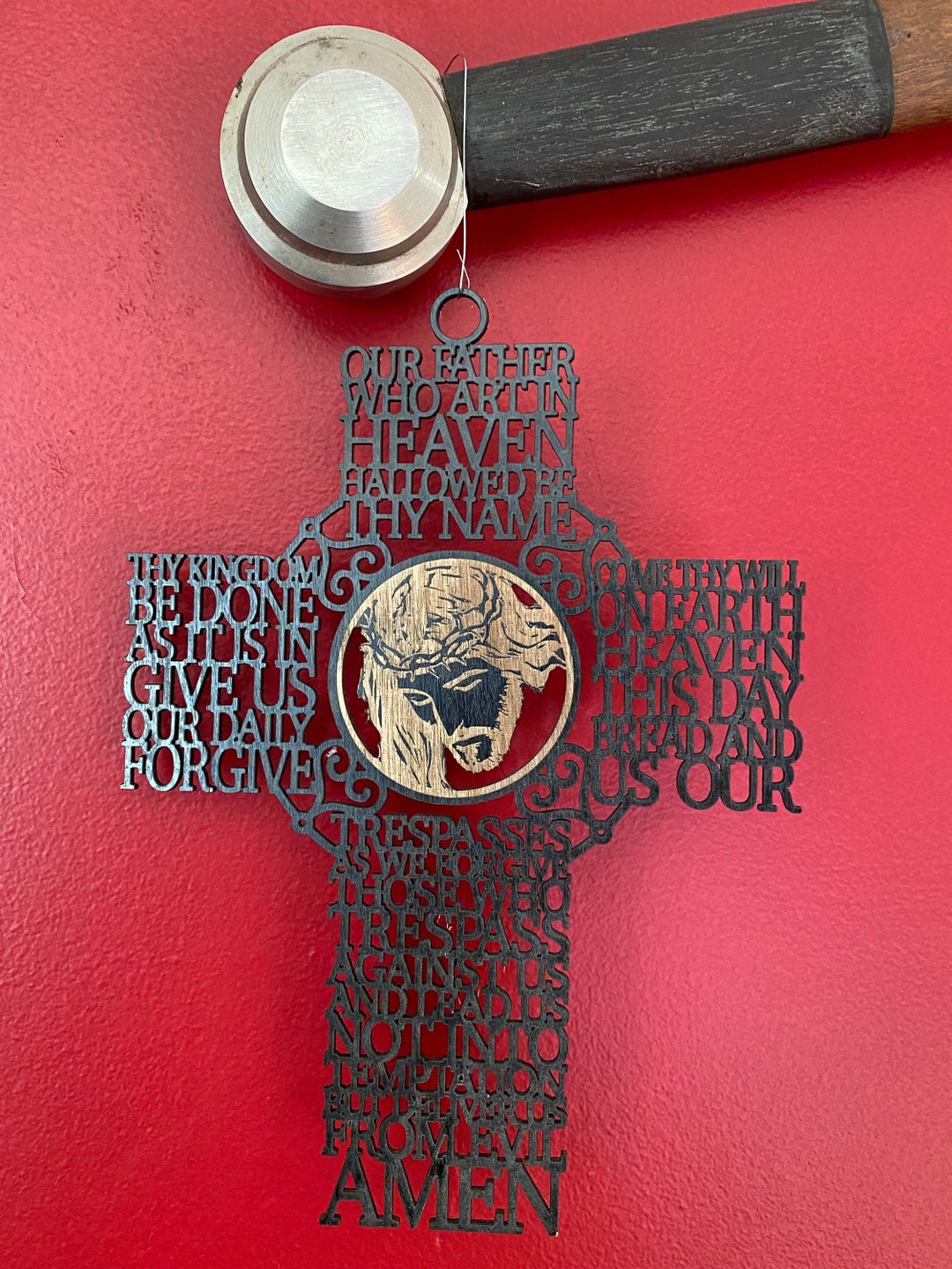 The Lord's Prayer Hanging Cross Laser Cut Our Father Crucifix - Etsy