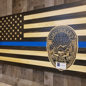 Grove City Ohio Police department thin blue line Subdued American flag