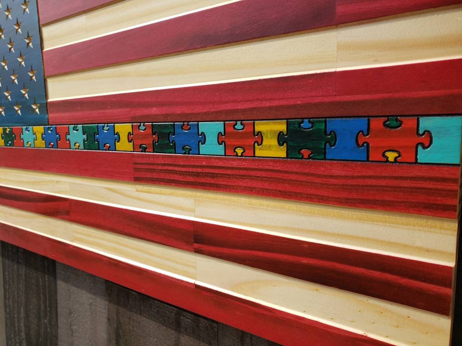 Autism Awareness Puzzle Piece Flag, - Etsy