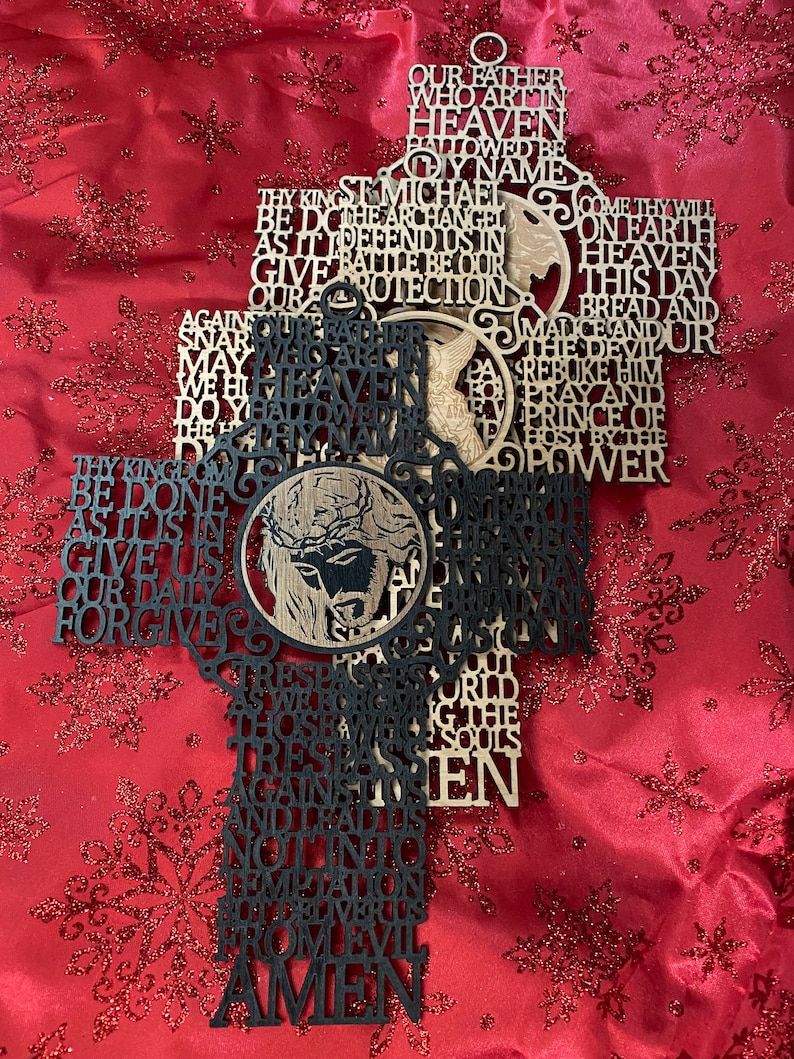 The Lord's Prayer Hanging Cross Laser Cut Our Father Crucifix - Etsy