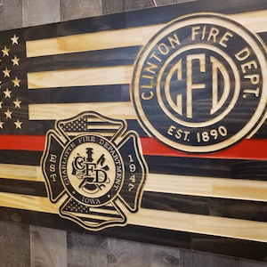 Thin red line Subdued American flag. Custom fire depart flag,