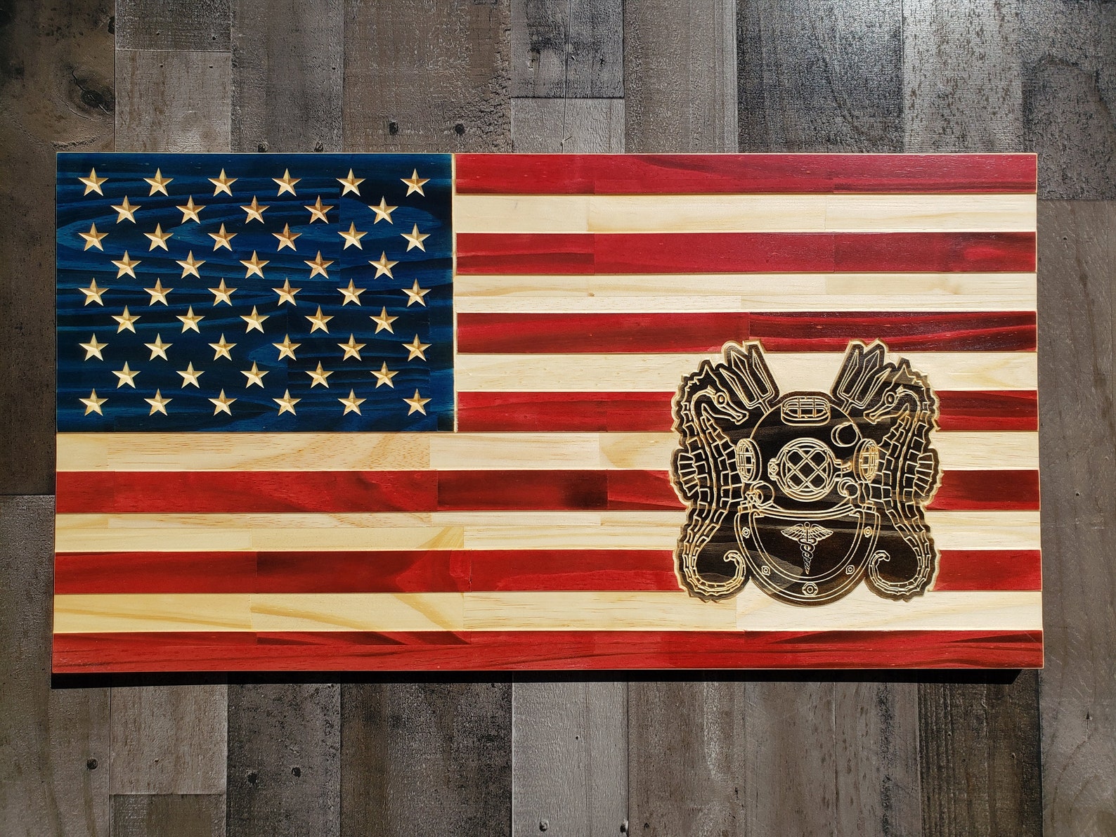 Navy Dive Medical Technician Rustic American Flag DMT Badge Etsy