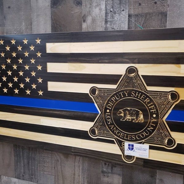 Los Angeles county sheriff department thin blue line Subdued American flag