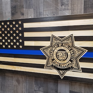 Arizona state police thin blue line rustic American flag
