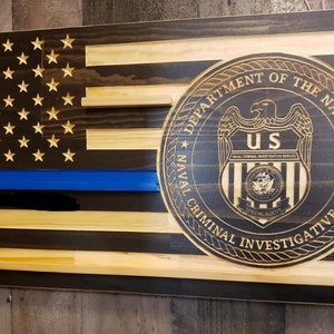 NCIS Rustic subdued American flag. Naval Criminal Investigative Service