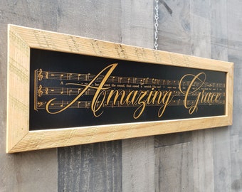 Amazing Grace laser engraved framed sign