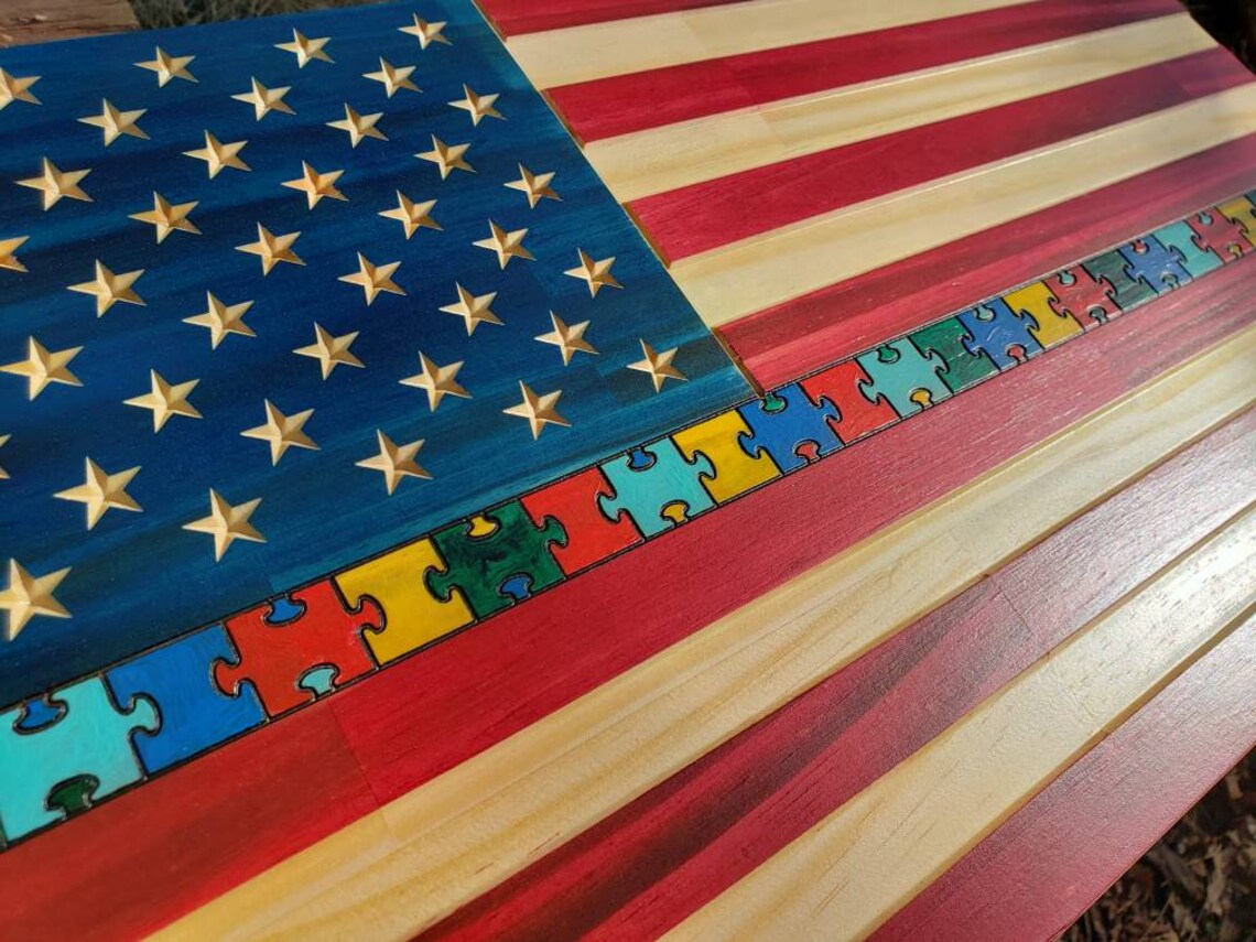 Autism Awareness Puzzle Piece Flag, - Etsy