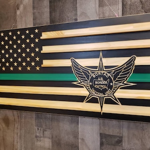 Bortac US Border patrol thin green line Subdued American flag