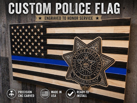 Custom Thin Blue Line Flag: Custom Police Badge, Patch, or Coin Holder