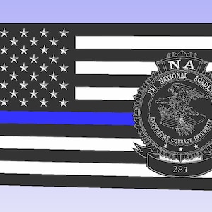 FBI academy thin blue line Subdued American flag. Federal Bureau of Investigation