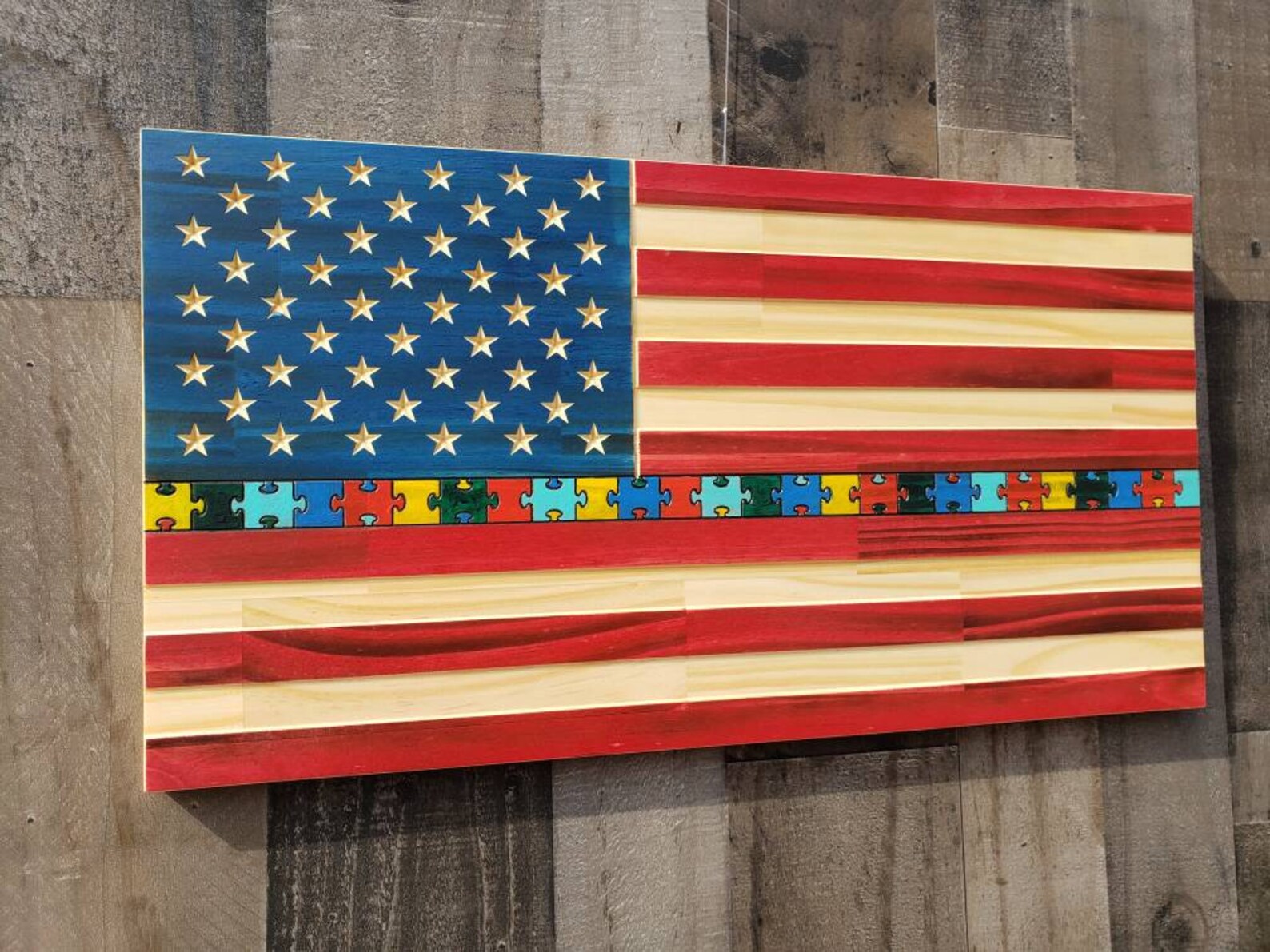 Autism Awareness Puzzle Piece Flag, - Etsy