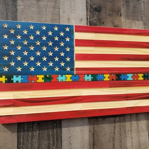 Autism awareness puzzle piece flag,