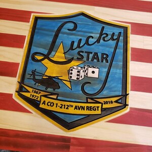 Rustic American Flag: 1-212th Aviation Regiment, Lucky Star
